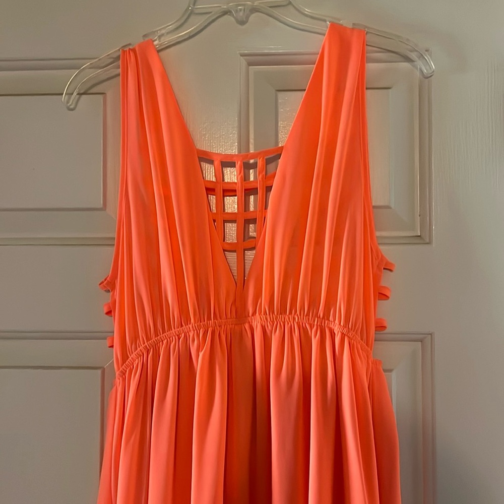 Neon Orange Hi-Lo Dress